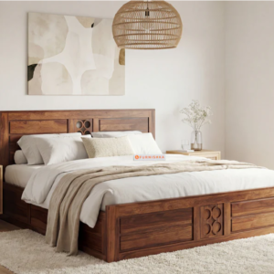 Adi Sheesham Wood Bed with Hydraulic Storage - King Size