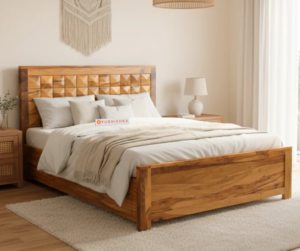 Teeva Real Teak Wood Hydraulic Bed King Size