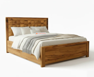 Teeva Real Teak Wood Hydraulic Bed King Size