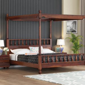 Camila Poster Sheesham Wood King Size Bed without Storage