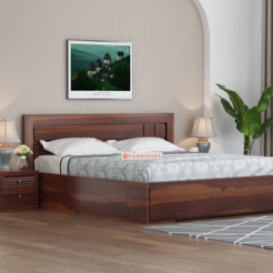Amelia Sheesham wood Bed Hydraulic Storage King Size