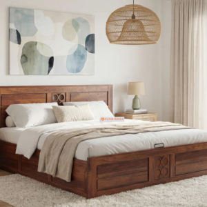 Symphony King Hydraulic Bed in Acacia Wood Finish