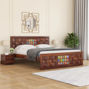 Niwar Sheesham Wood Bed Non Storage - King Size