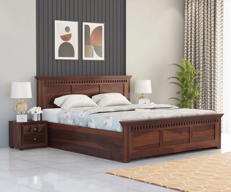 Adi Sheesham Wood Bed with Hydraulic Storage - King Size - Image 3