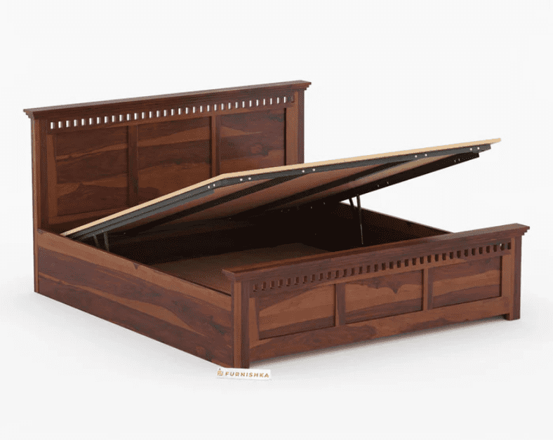 Adi Sheesham Wood Bed with Hydraulic Storage - King Size - Image 8