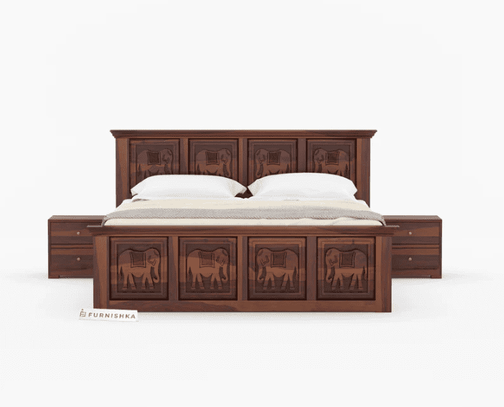 Tusker Sheesham Wood Bed Hydraulic Storage - King Size