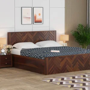 Myra Sheesham Wood Bed Hydraulic Storage - King Size